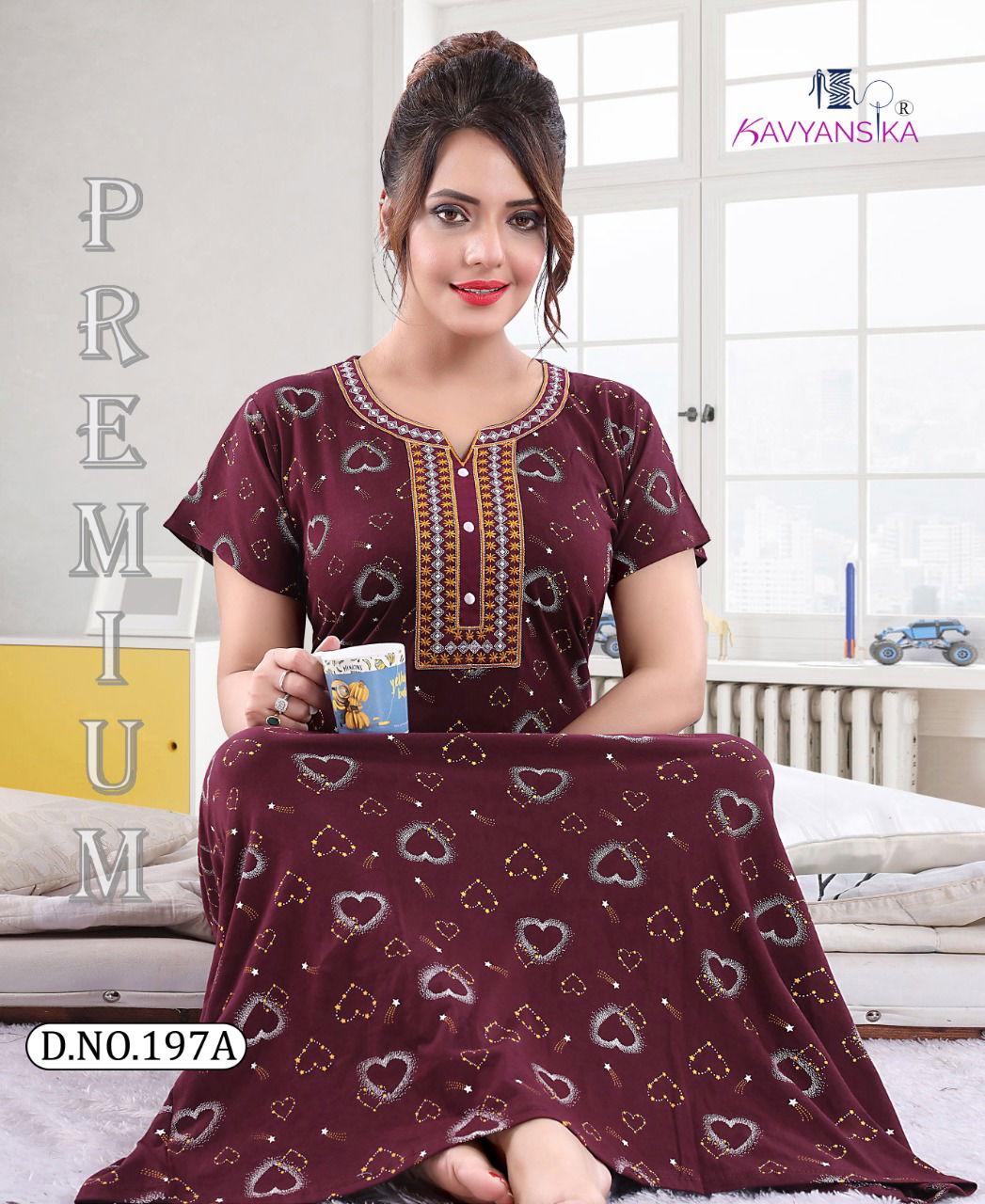 Kavyansika 197 Night Wear Embroidery Printed Nighty Collection
